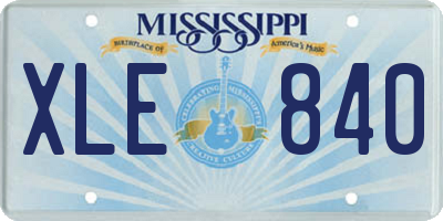 MS license plate XLE840