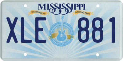 MS license plate XLE881