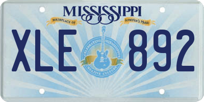 MS license plate XLE892