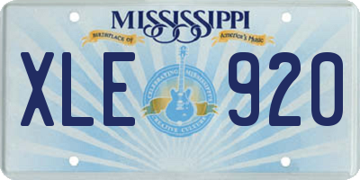 MS license plate XLE920