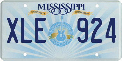 MS license plate XLE924