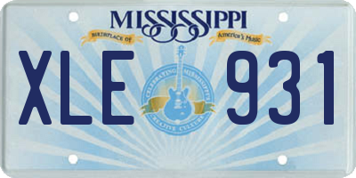 MS license plate XLE931