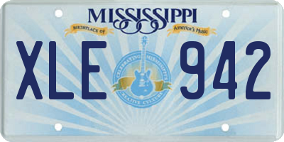 MS license plate XLE942