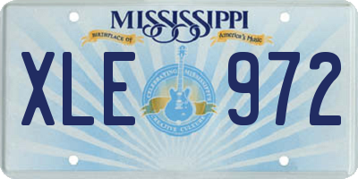 MS license plate XLE972