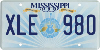 MS license plate XLE980