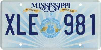 MS license plate XLE981