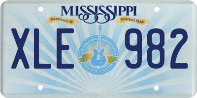 MS license plate XLE982