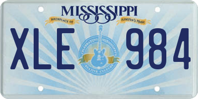 MS license plate XLE984