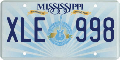 MS license plate XLE998