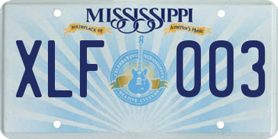 MS license plate XLF003