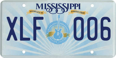 MS license plate XLF006