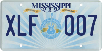 MS license plate XLF007