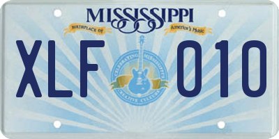 MS license plate XLF010