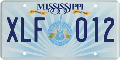 MS license plate XLF012