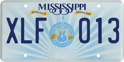 MS license plate XLF013