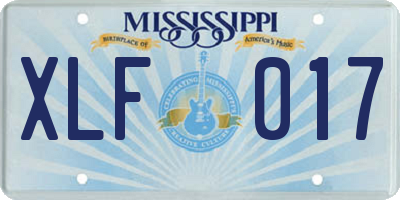 MS license plate XLF017