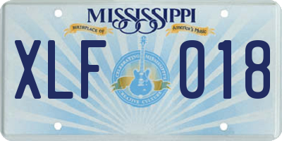 MS license plate XLF018