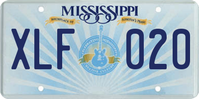 MS license plate XLF020