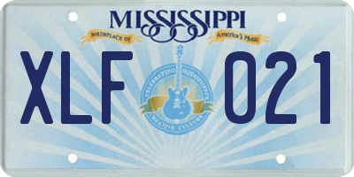 MS license plate XLF021
