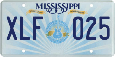 MS license plate XLF025