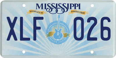 MS license plate XLF026