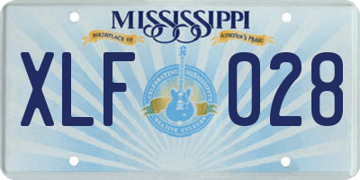 MS license plate XLF028