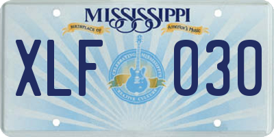 MS license plate XLF030