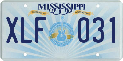 MS license plate XLF031