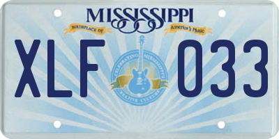 MS license plate XLF033