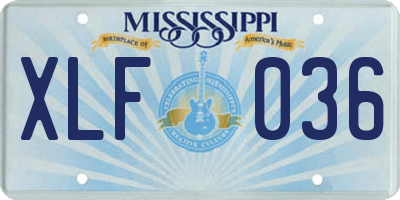 MS license plate XLF036