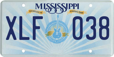 MS license plate XLF038