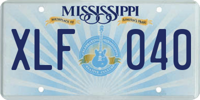 MS license plate XLF040