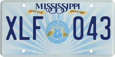 MS license plate XLF043