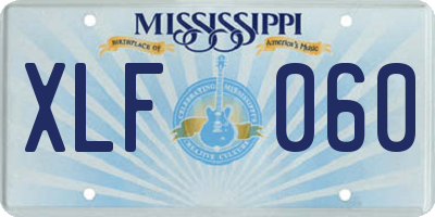 MS license plate XLF060