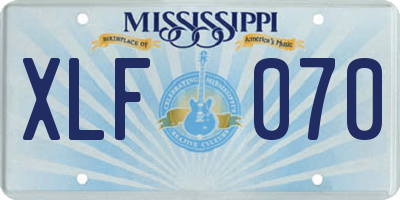 MS license plate XLF070