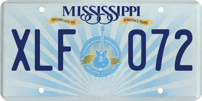 MS license plate XLF072