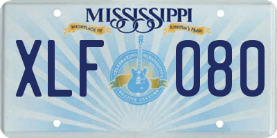MS license plate XLF080