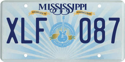 MS license plate XLF087