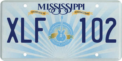 MS license plate XLF102