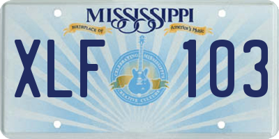 MS license plate XLF103