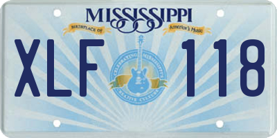 MS license plate XLF118