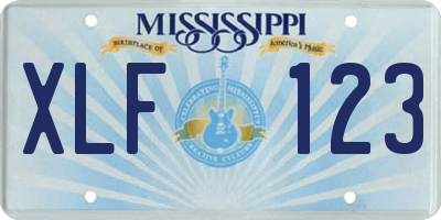 MS license plate XLF123