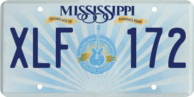 MS license plate XLF172