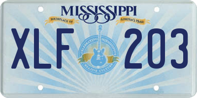 MS license plate XLF203