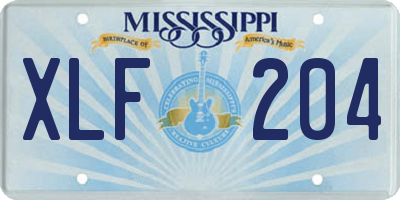 MS license plate XLF204