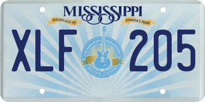 MS license plate XLF205