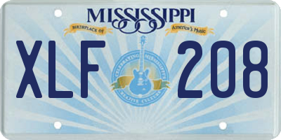MS license plate XLF208