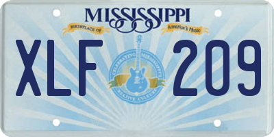 MS license plate XLF209