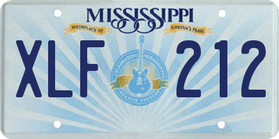 MS license plate XLF212