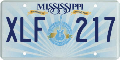 MS license plate XLF217